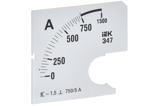 Шкала сменная для амперметра Э47 750/5А класс точности 1,5 72х72мм IEK