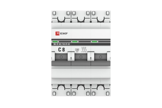 Автоматический выключатель 3P 8А (C) 4,5kA ВА 47-63 EKF PROxima