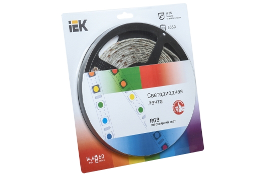 Лента светодиодная 5м блистер LSR-5050RGB60-14,4-IP65-12V IEK