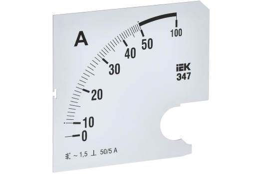 Шкала сменная для амперметра Э47 50/5А класс точности 1,5 96х96мм IEK