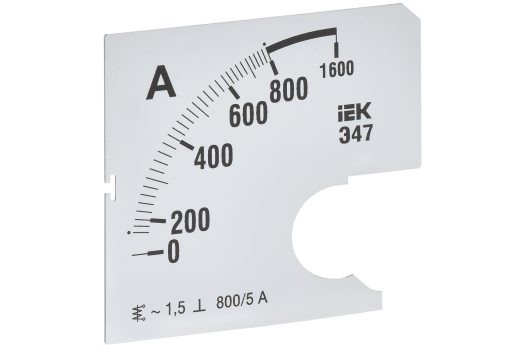 Шкала сменная для амперметра Э47 800/5А класс точности 1,5 72х72мм IEK