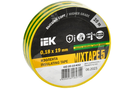 MIXTAPE 5 Изолента 0,18х19мм желто-зеленая 20м IEK