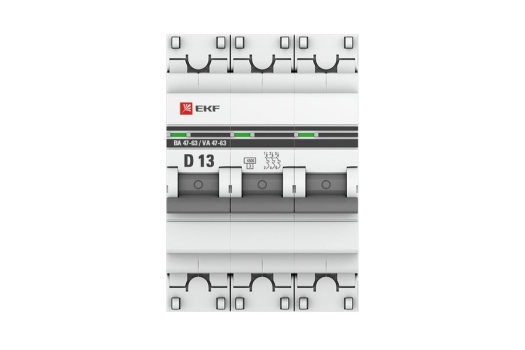 Автоматический выключатель 3P 13А (D) 4,5kA ВА 47-63 EKF PROxima