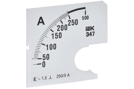 Шкала сменная для амперметра Э47 250/5А класс точности 1,5 72х72мм IEK