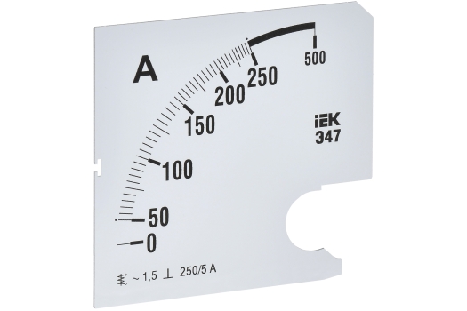 Шкала сменная для амперметра Э47 250/5А класс точности 1,5 96х96мм IEK