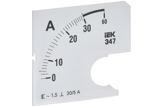 Шкала сменная для амперметра Э47 30/5А класс точности 1,5 72х72мм IEK