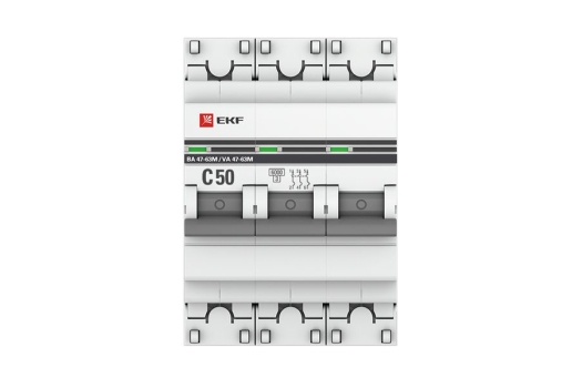 Автоматический выключатель 3P 50А (C) 6кА ВА 47-63M без теплового расцепителя EKF PROxima
