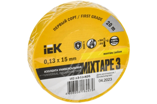 MIXTAPE 3 Изолента 0,13х15мм желтая 20м IEK